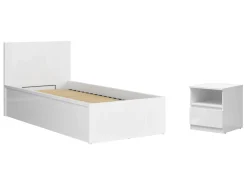 Zestaw łóżko Tetrix 90x200 z szafką nocną biały połysk