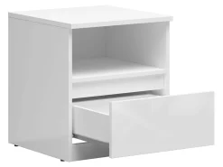 Zestaw łóżko Tetrix 90x200 z szafką nocną biały połysk