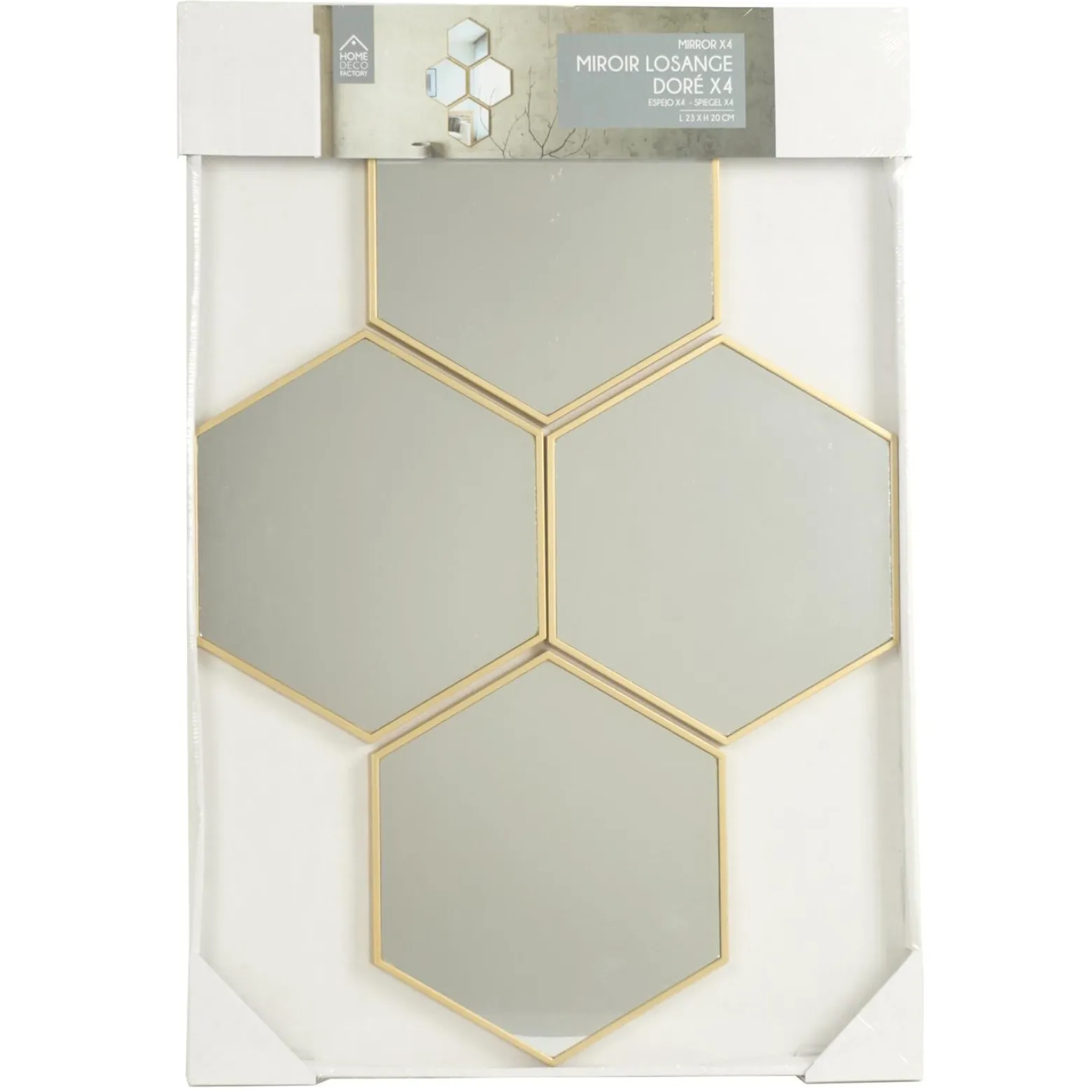 Zestaw 4 luster diamond złoty 23 × 20 cm w stylu glamour