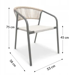 Zestaw mebli ogrodowych balkon stół Como Pro c + 2x krzesło Portino taupe