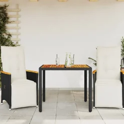 Zestaw Mebli Ogrodowych Bistro Stół Krzesła Rattan Poduszki Do Ogrodu