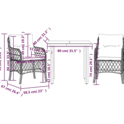 Zestaw Mebli Ogrodowych Bistro Stół Krzesła Rattan Poduszki Na Taras Balkon