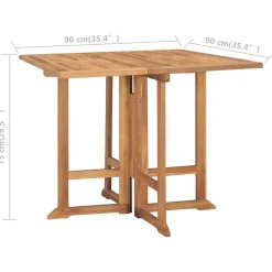 Zestaw mebli ogrodowych Brąz 90 x 90 x 75 cm Drewno tekowe Without armrest