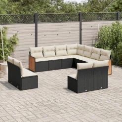 Zestaw mebli ogrodowych czarny technorattan komplet mebli na taras balkon