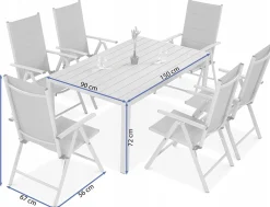 Zestaw Mebli Ogrodowych Jadalnianych SYDNEY Stół 150cm 6x Krzesło na Taras