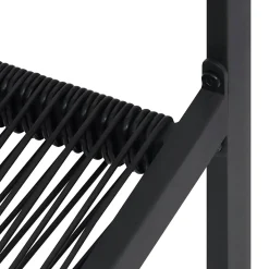 Zestaw Mebli Ogrodowych Jadalniany Metalowy Czarny Stół 6 Krzeseł na Taras