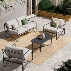 Zestaw mebli ogrodowych kawowych Aria beżowy na balkon