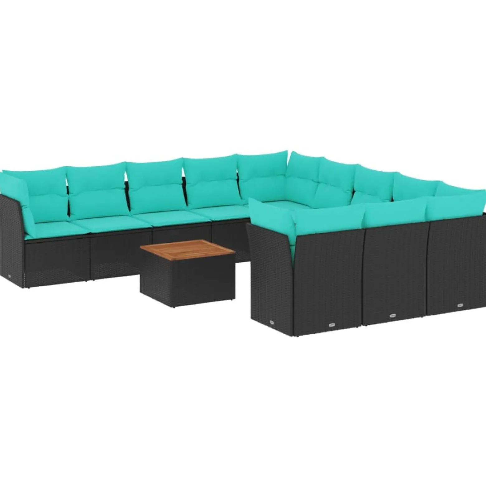 Zestaw Mebli Ogrodowych Modułowy Rattan Czarny Stół Sofa na Taras