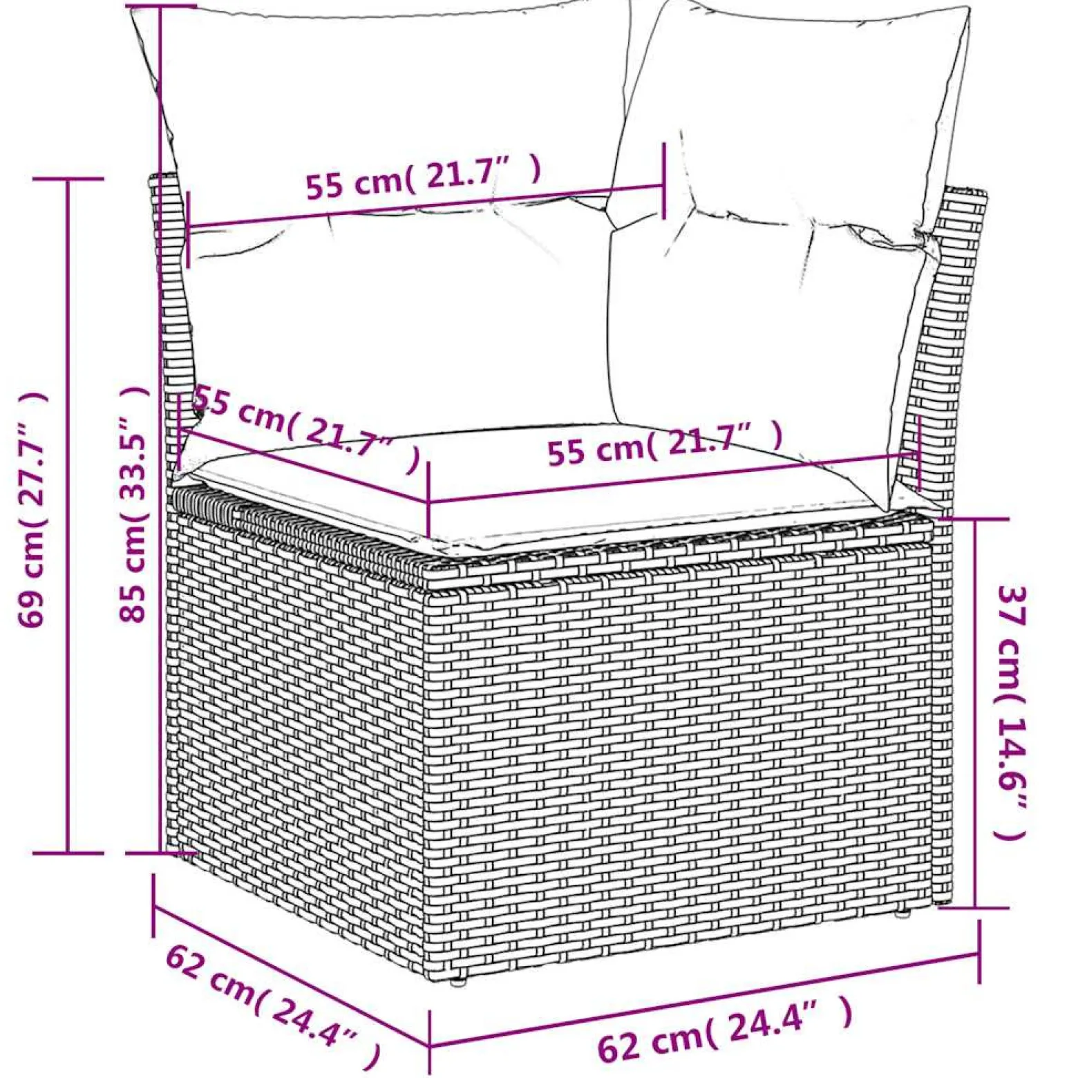 Zestaw Mebli Ogrodowych Modułowy Rattan Czarny Stół Sofa na Taras