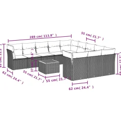 Zestaw Mebli Ogrodowych Modułowy Rattan Czarny Stół Sofa na Taras