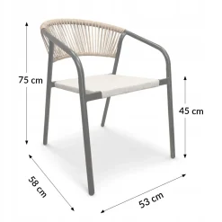Zestaw mebli ogrodowych stół Allen-ST 70x70C + 2x krzesło Portino taupe