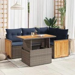 Zestaw Mebli Ogrodowych Stół Rattan Poduszki Do Ogrodu Na Taras Na Balkon