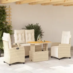 Zestaw mebli ogrodowych technorattan beż stół krzesła na taras ogród balkon