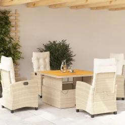 Zestaw mebli ogrodowych technorattan beż stół krzesła na taras ogród balkon