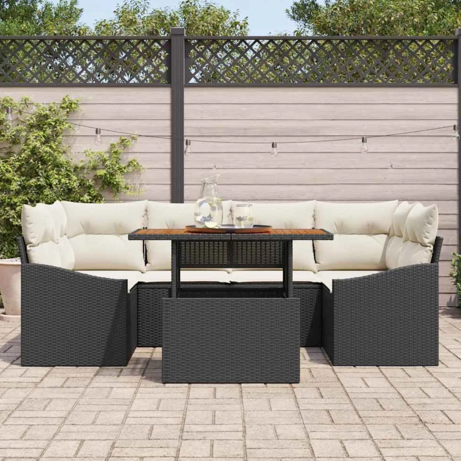 Zestaw Mebli Ogrodowych Wypoczynkowy Sofy Stolik Rattan Na Patio Do Ogrodu