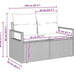 Zestaw Mebli Ogrodowych Wypoczynkowy Sofy Stolik Podnóżek Rattan Na Balkon