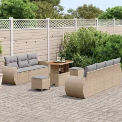 Zestaw Mebli Ogrodowych Wypoczynkowy Sofy Stolik Rattan Poduszki Na Patio