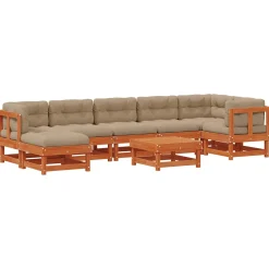 Zestaw Mebli Ogrodowych Wypoczynkowy Drewniany Brązowy Sofa Stół Taras