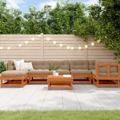 Zestaw Mebli Ogrodowych Wypoczynkowy Drewniany Brązowy Sofa Stół Taras