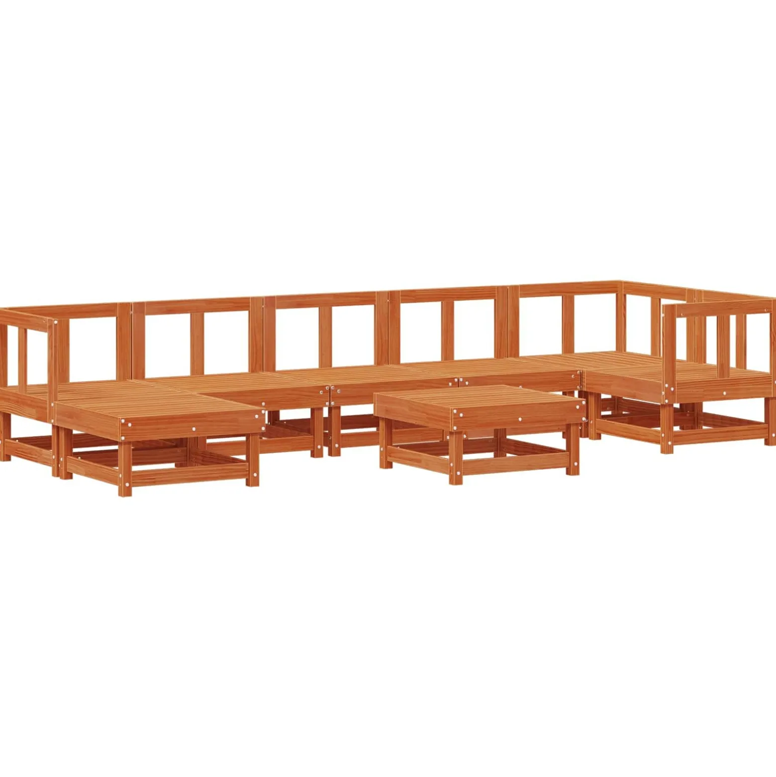 Zestaw Mebli Ogrodowych Wypoczynkowy Drewniany Brązowy Sofa Stół Taras
