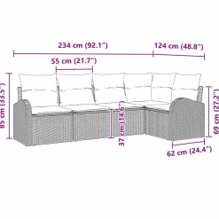 Zestaw Mebli Ogrodowych Wypoczynkowy Sofy Rattan Poduszki Na Patio