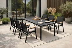 Zestaw mebli stół Allen-ST 150x90C + 6x krzesło Polinka KD czarne