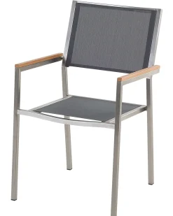 Zestaw ogrodowy 6 krzeseł stal szare