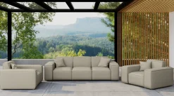 Zestaw ogrodowy MALIBU na taras 3+1+1, tkanina Odyssey, Ciemnobeżowy
