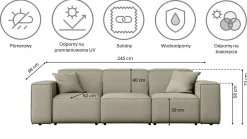 Zestaw ogrodowy MALIBU na taras 3+1+1, tkanina Odyssey, Ciemnobeżowy