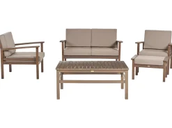 Zestaw ogrodowy sofa i 2 fotele ze stolikiem Certyfikowane drewno