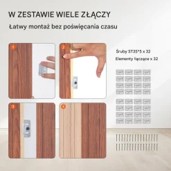 Zestaw 8 Paneli Akustycznych z Listwami Drewnianymi Czarny Orzech