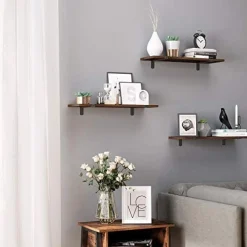 Zestaw 2 półek ściennych Retro 60x20 cm brązowy