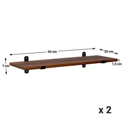 Zestaw 2 półek ściennych Retro 60x20 cm brązowy