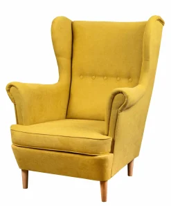 Zestaw skandynawski sofa i fotel Lahti/Denver Musztardowy