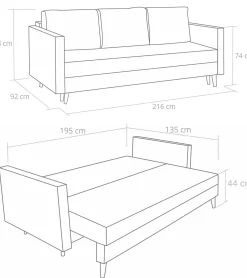 Zestaw skandynawski sofa i fotel Lahti/Denver Musztardowy