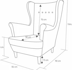 Zestaw skandynawski sofa i fotel Lahti/Denver Musztardowy