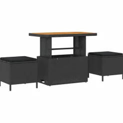 Zestaw Sof Ogrodowych Komplet Wypoczynkowy Polirattan Czarny Ze Schowkiem