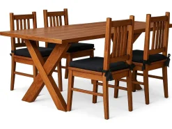 Zestaw Stół 160x90 Retro z 4 krzesłami z drewna litego, kolor kasztan