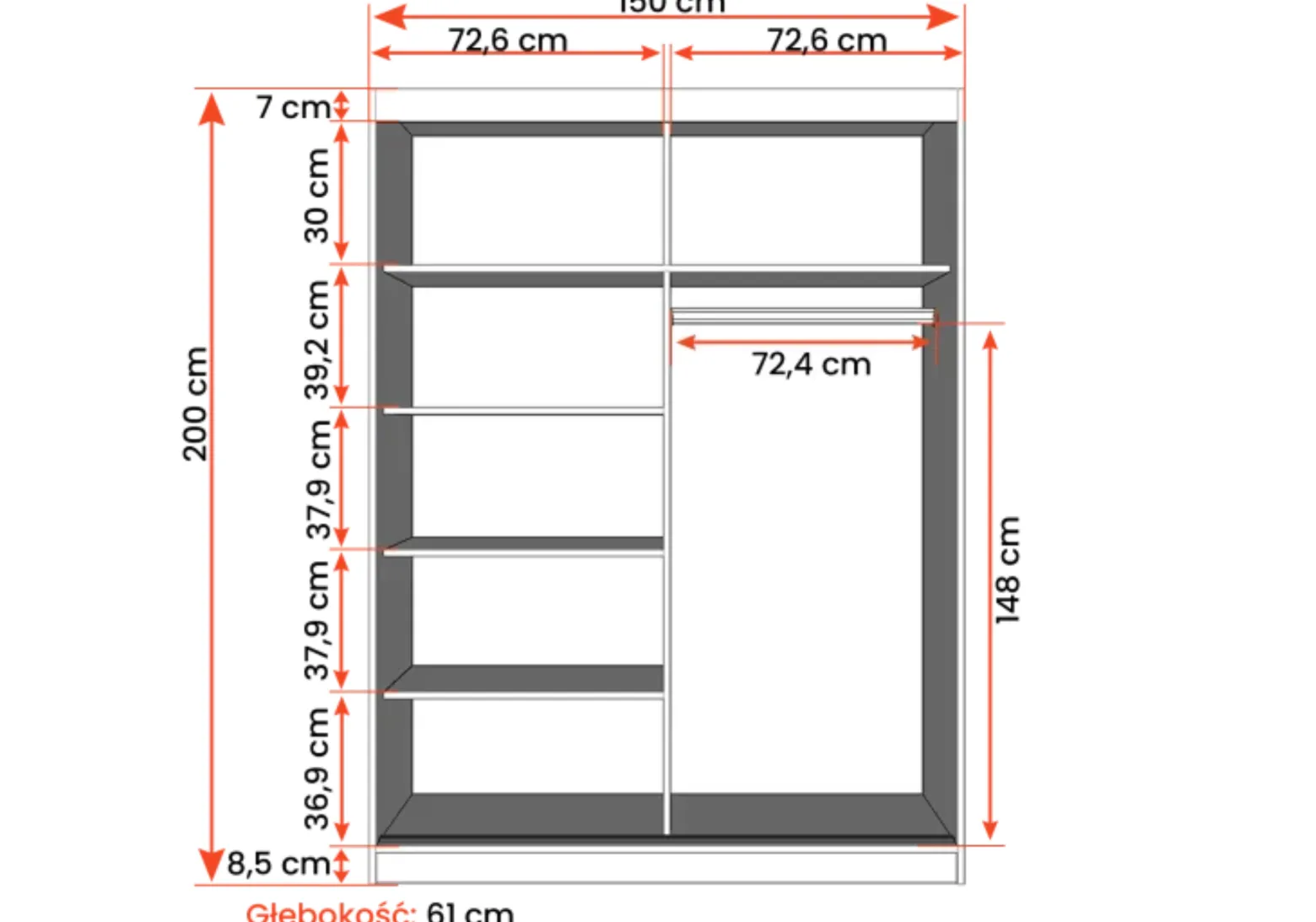 Zestaw szafa z komodą Vista 04 Frida 01 Mini Dąb Sonoma/Dąb Sonoma