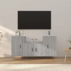 Zestaw 3 szafek TV szary dąb sonoma materiał drewnopochodny