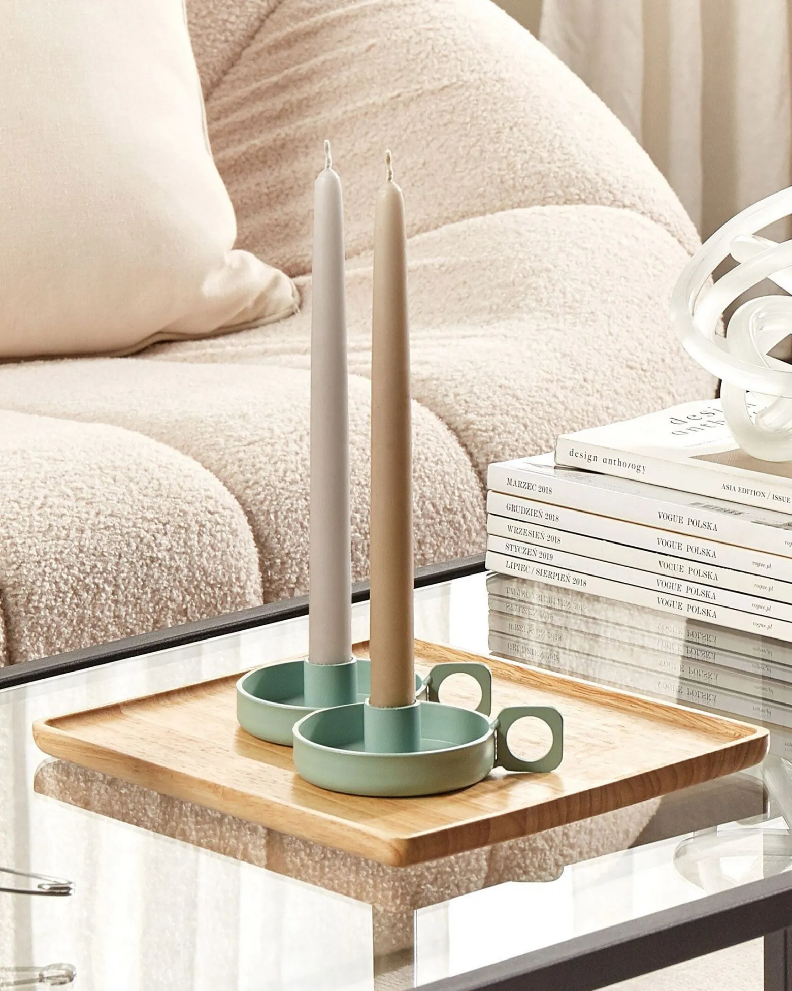 Zestaw 2 świeczników metalowych zielony