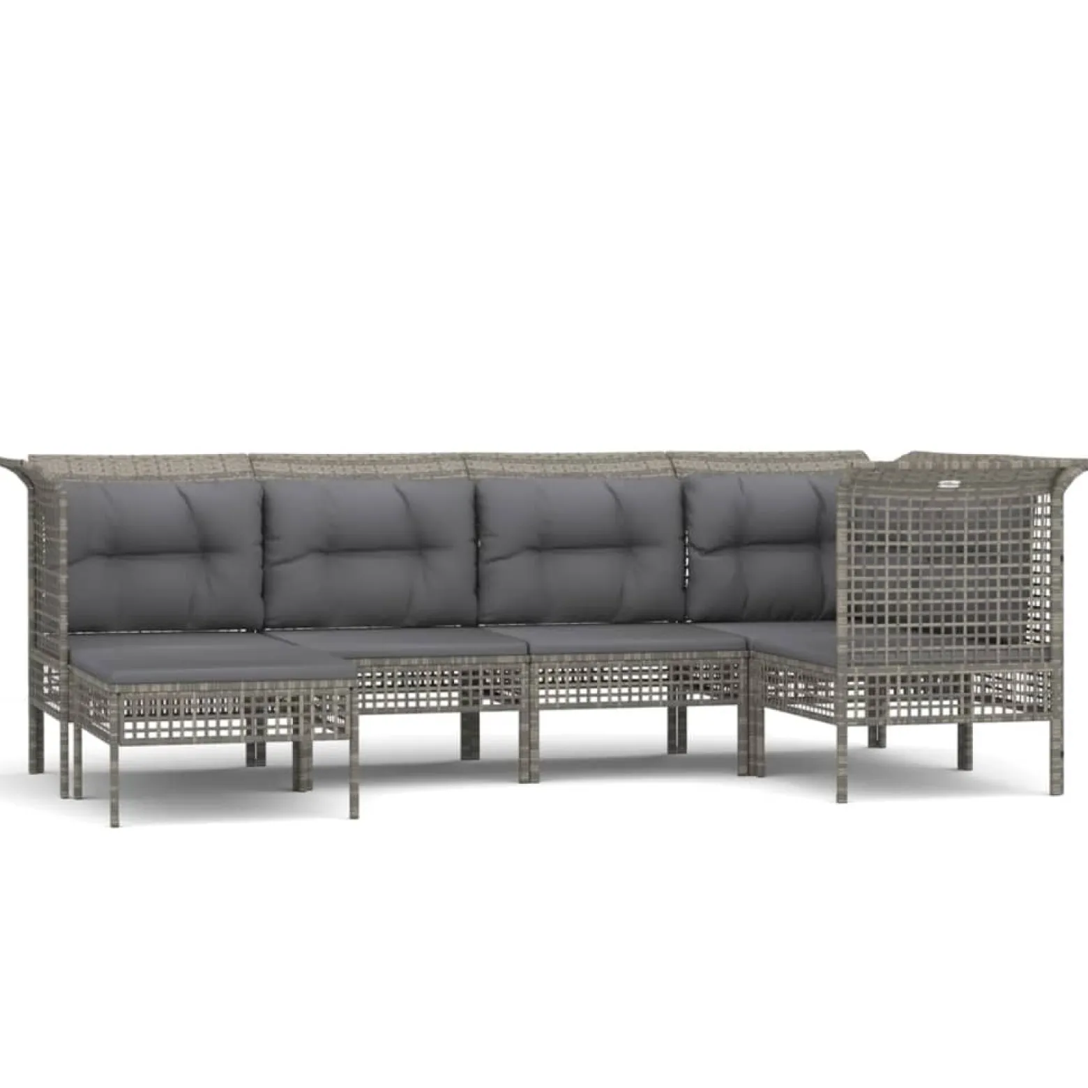 Zestaw wypoczynkowy do ogrodu Szary Technorattan 3x sofa narożna + 2x