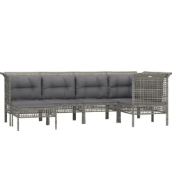 Zestaw wypoczynkowy do ogrodu Szary Technorattan 3x sofa narożna + 2x