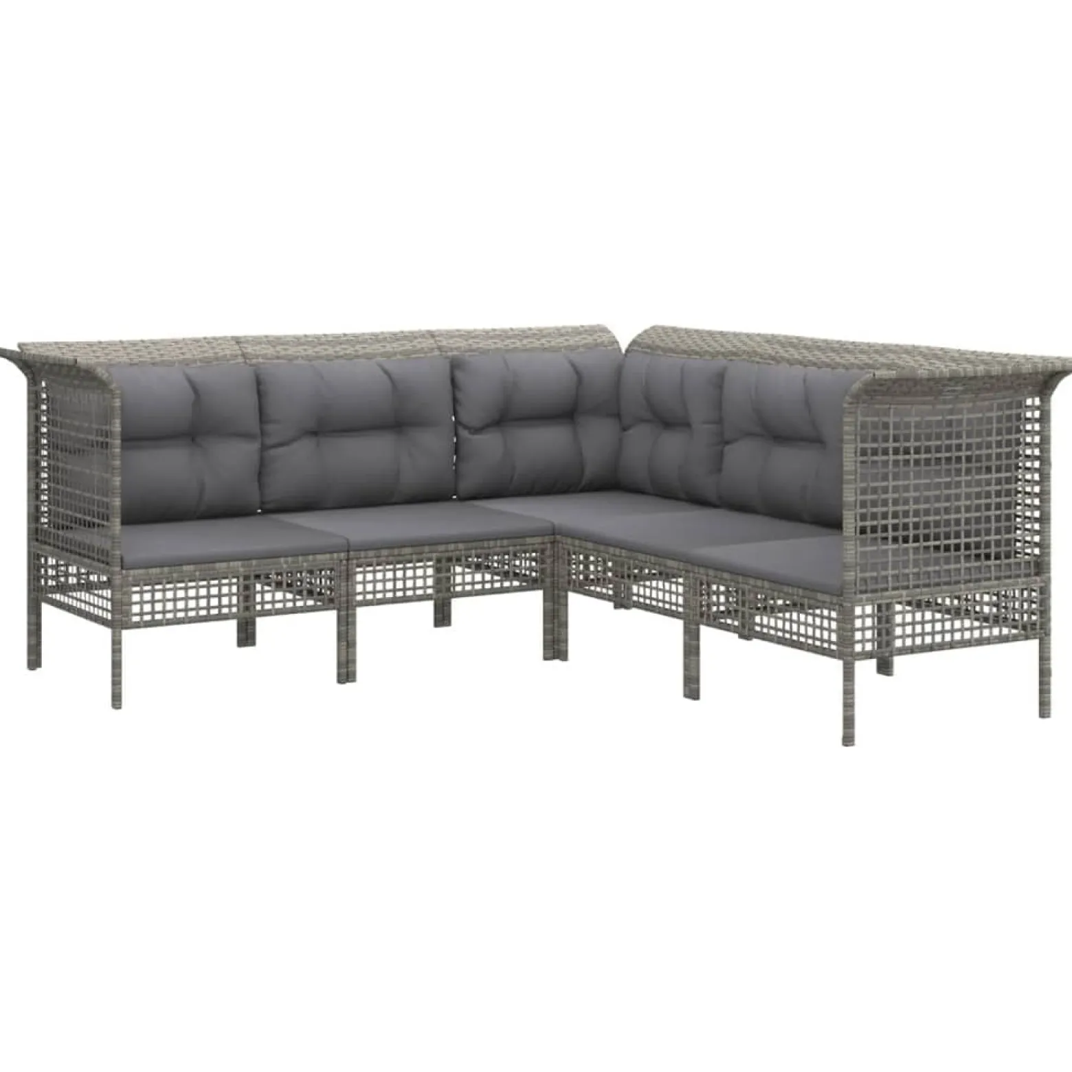 Zestaw wypoczynkowy do ogrodu Szary Technorattan 3x sofa narożna + 2x