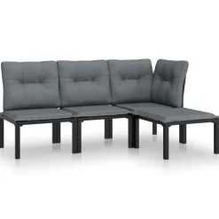 Zestaw wypoczynkowy do ogrodu Czarny Stal narożna + 2x sofa środkowa +