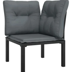 Zestaw wypoczynkowy do ogrodu Czarny Stal narożna + 2x sofa środkowa +