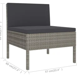 Zestaw wypoczynkowy do ogrodu Szary Technorattan 3x narożna + 6x sofa