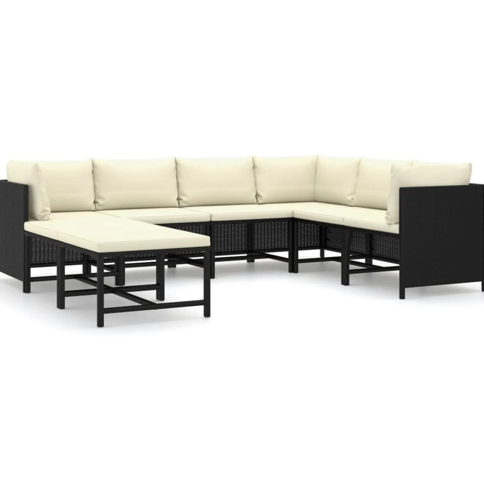 Zestaw wypoczynkowy do ogrodu Czarny Technorattan 3x sofa narożna + 3x