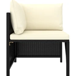 Zestaw wypoczynkowy do ogrodu Czarny Technorattan 3x sofa narożna + 3x