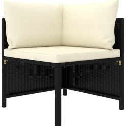 Zestaw wypoczynkowy do ogrodu Czarny Technorattan 3x sofa narożna + 3x